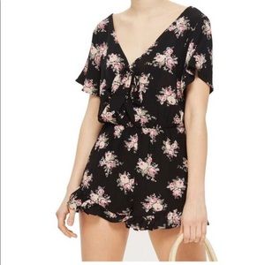 TopShop Floral Surplice Romper size 8